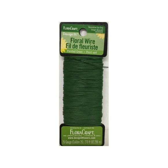 Design It: 26 Gauge Painted Green Floral Wire, 82 m