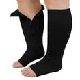 thumbnail image 5 of Open Toe Compression Socks, PUTUO Compression Socks for Women and Men, Plus Size Circulation Wide Calf Compression Socks for Women, 20-30 mmhg Pressure Support Zipper Stockings, 2 Pairs, 5 of 10