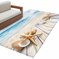 thumbnail image 2 of Summer Beach Washable Area Rugs 2.7'x5', Ocean Starfish Shell Plank Nautical Low Pile Throw Living Room Rug Non-Slip Sturdy Edge Binding Carpet for Indoor Entryway Bedside Kitchen, 2 of 9