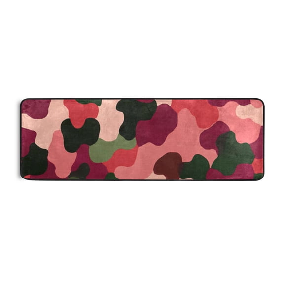 Red and Green Camouflage Runner Rug for Hallways Kitchen Non Slip 2'x 6' Washable Hall Carpet for Bedroom Entryway Laundry Room