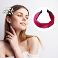 thumbnail image 6 of Unique Bargains Knotted Headbands Hairband for Women 1.2 Inch Wide 1 Pcs Rose Red, 6 of 7