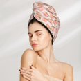thumbnail image 2 of Yiaed Peach With Leaves Print Hair Cap with Button,Coral Fleece Hair Towel Wrap for Women Wet Hair,Quick Dry Turban for Wet Hair Long Thick Hair, 2 of 5