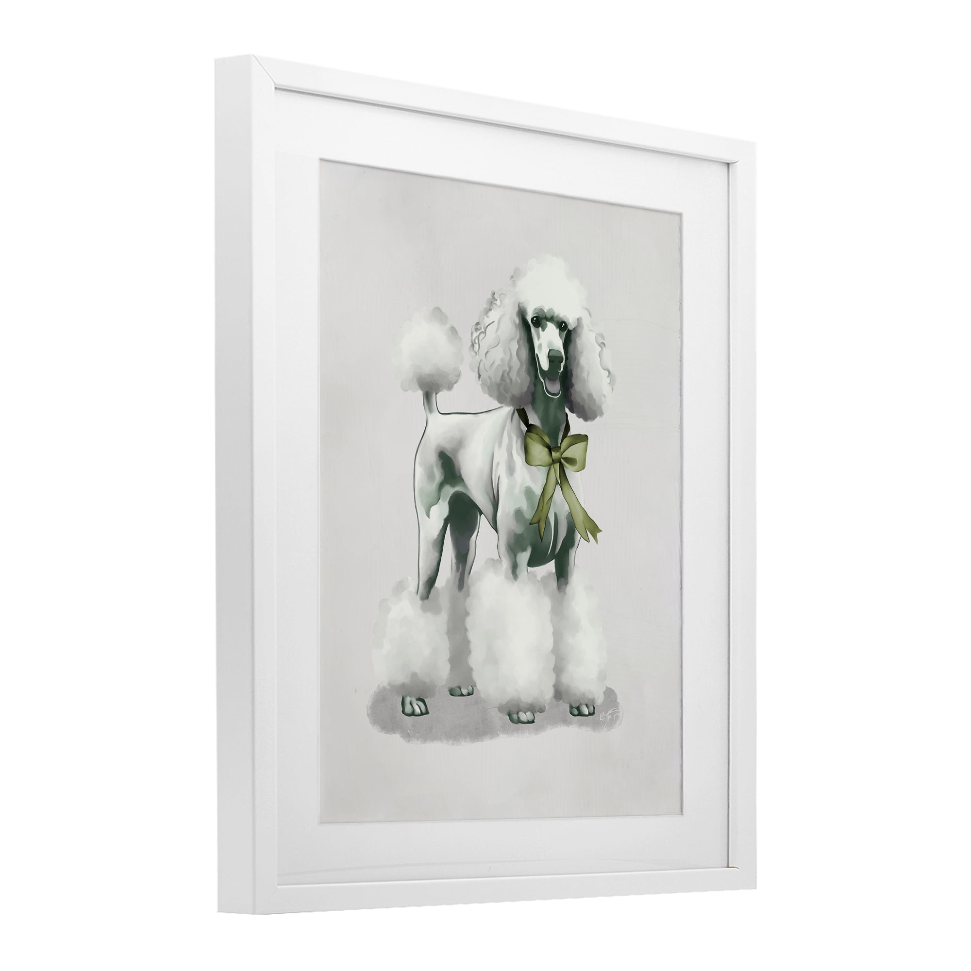 Stupell Industries Graceful Poodle & Ribbon White Framed Print Under Glass, design by Elizabeth Medley
