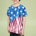 thumbnail image 2 of Xudanell Boy 4th of July Shirt Cotton Prints Patriotic T Shirt with Full Red Blue Printed Toddler Clothes Lightweight, 2 of 9