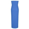thumbnail image 5 of Ecqkame 2025 Women's Long Formal Dress Sexy Split Sleeveless Off Shoulder Solid Color Dresses Hollow Out Wrap Chest Flowy Dresses Blue S, 5 of 7