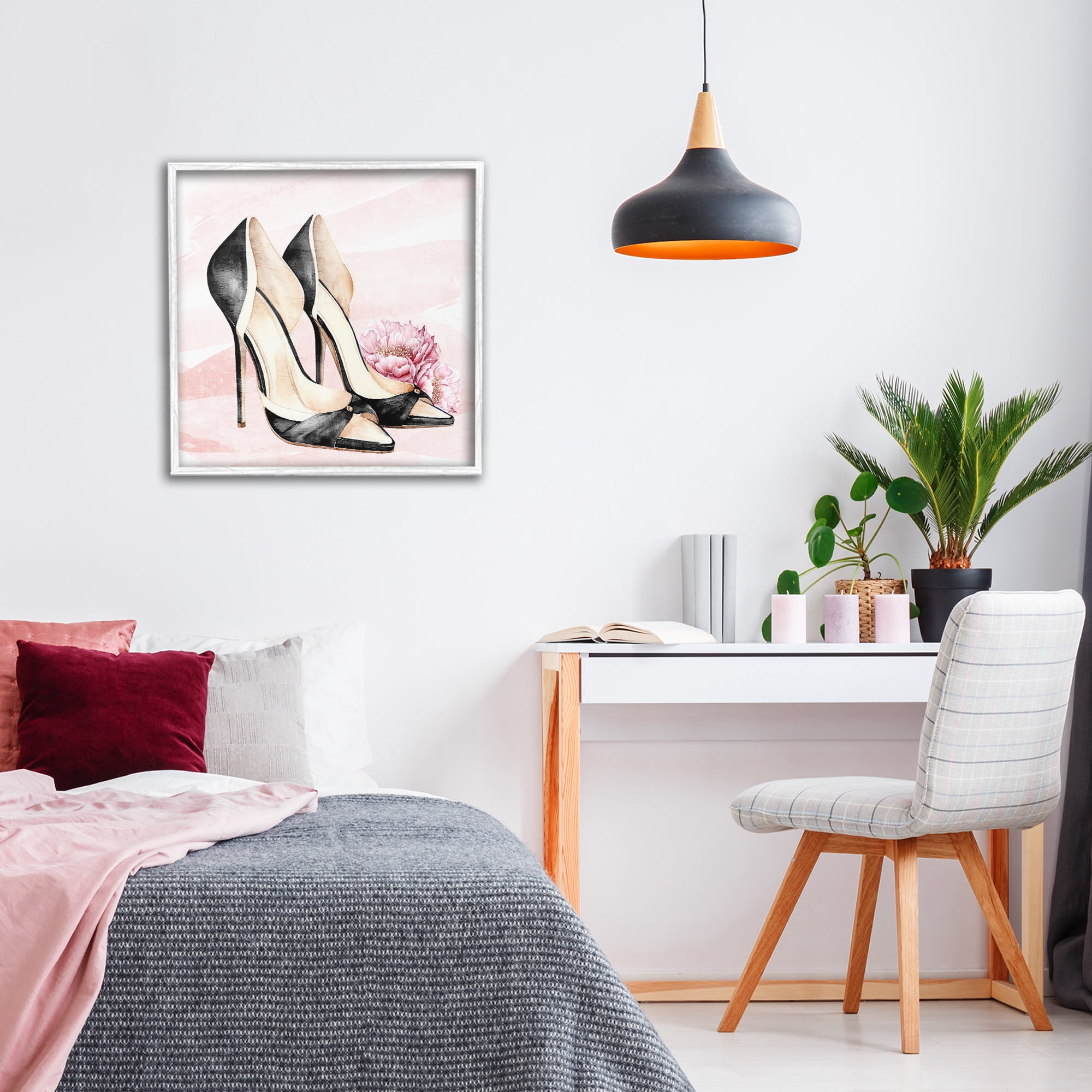 Stupell Industries Glam Time Heels White Framed Giclee Art, design by Kim Allen
