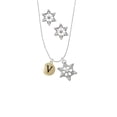 thumbnail image 2 of Delight Jewelry Goldtone Capital Letter - V - Pebble Disc - Silver tone Snowflake Charm Necklace and Stud Earrings, 2 of 4