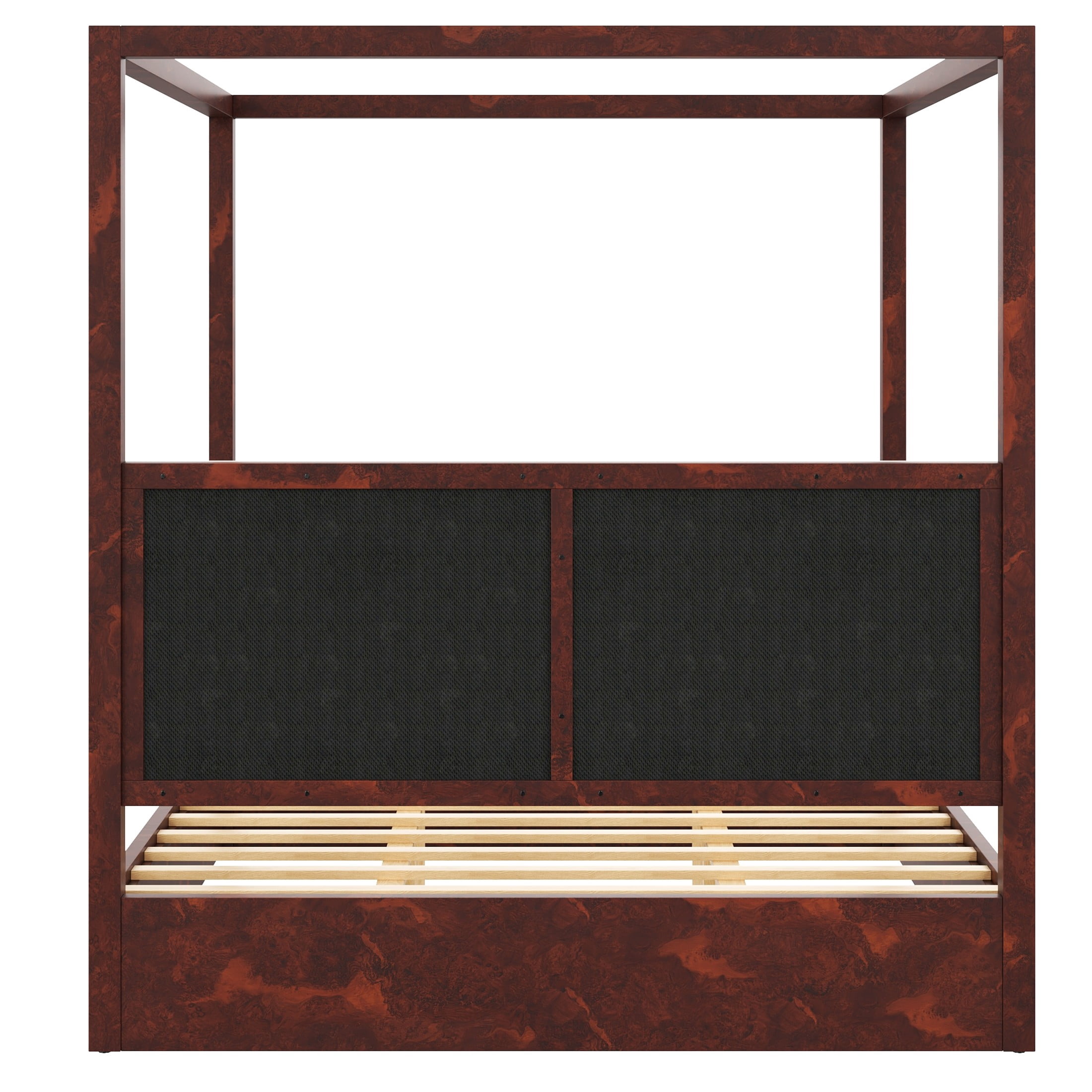 Christopher Knight Home King Canopy Platform Bed, Upholstered Headboard, Solid Wood Frame, Espresso
