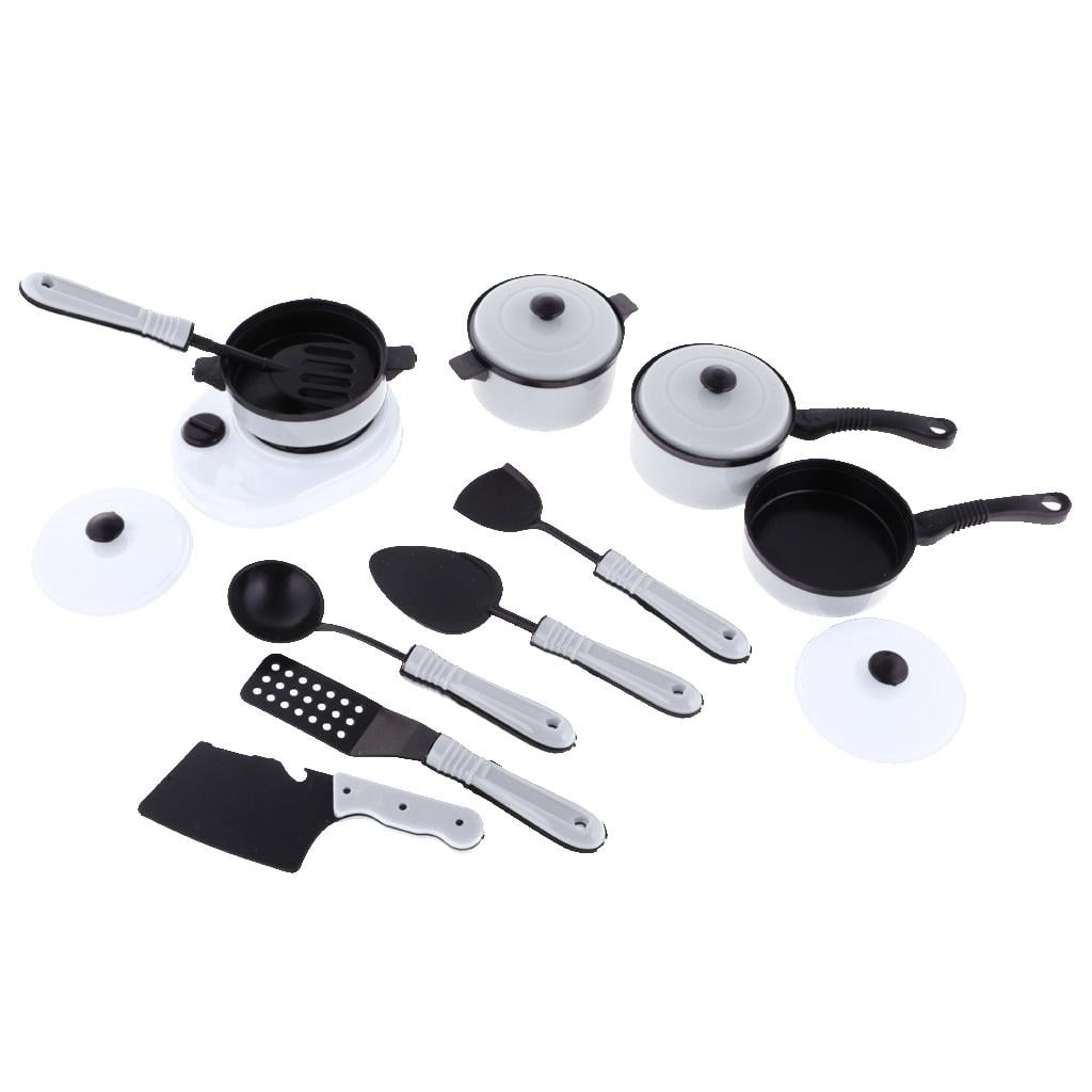 11 Pcs Kitchen Pretend Play Accessories Toys White,Cooking Set Cookware Pots and Pans Set for