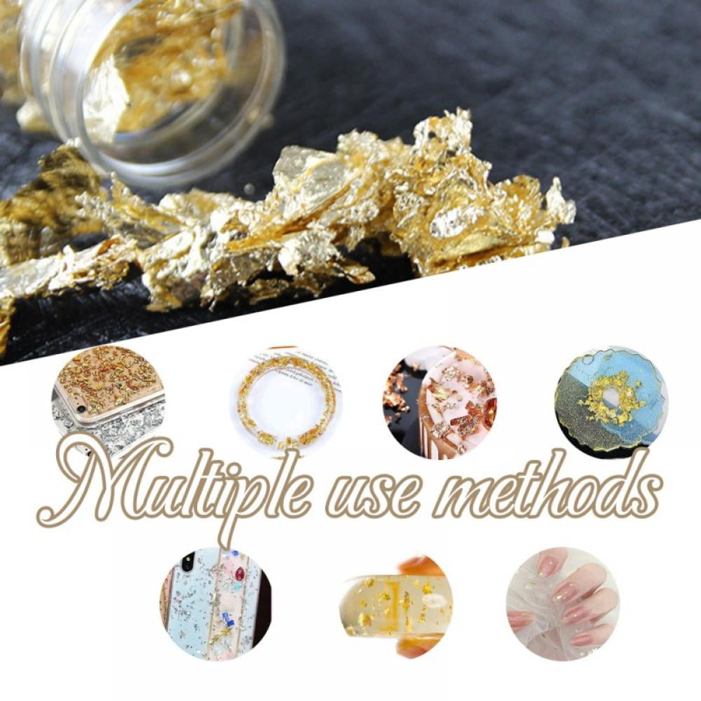 Art Painting Slime and Resin Jewelry Making 3Pcs Gold Foil Flakes for Resin,Metal Foil Leaves,Imitation Metallic Leaf for Nails Crafts Black 