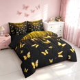 thumbnail image 2 of Homewish Glowing Butterfly Full Size Bedding Sets for Girls, Black Gold Full Size Bed in a Bag, Black Reversible, 7 Pieces, 2 of 7