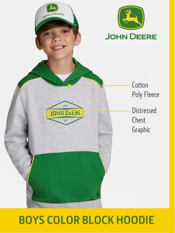 John Deere Boys Graphic Fleece Long Sleeve Hoodie, Sizes 4-18