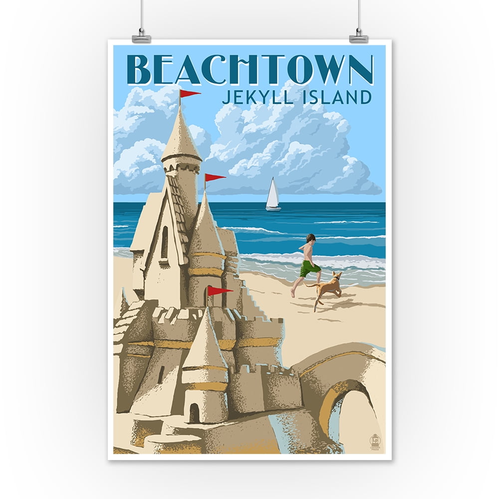 Beachtown Jekyll Island, Sandcastle Lantern Press Poster
