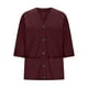 thumbnail image 5 of Blusas para mujer,Cárdigan de manga larga para mujer, blusa con cuello abotonado y bolsillos, poliéster suave, ropa informal para el hogar, sopatenor, 5 of 8