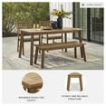 thumbnail image 3 of Signature Design by Ashley Janiyah Outdoor Dining Bench – Solid Acacia Wood, Light Brown, Slatted Style, Weather-Resistant Patio Seating, 3 of 9