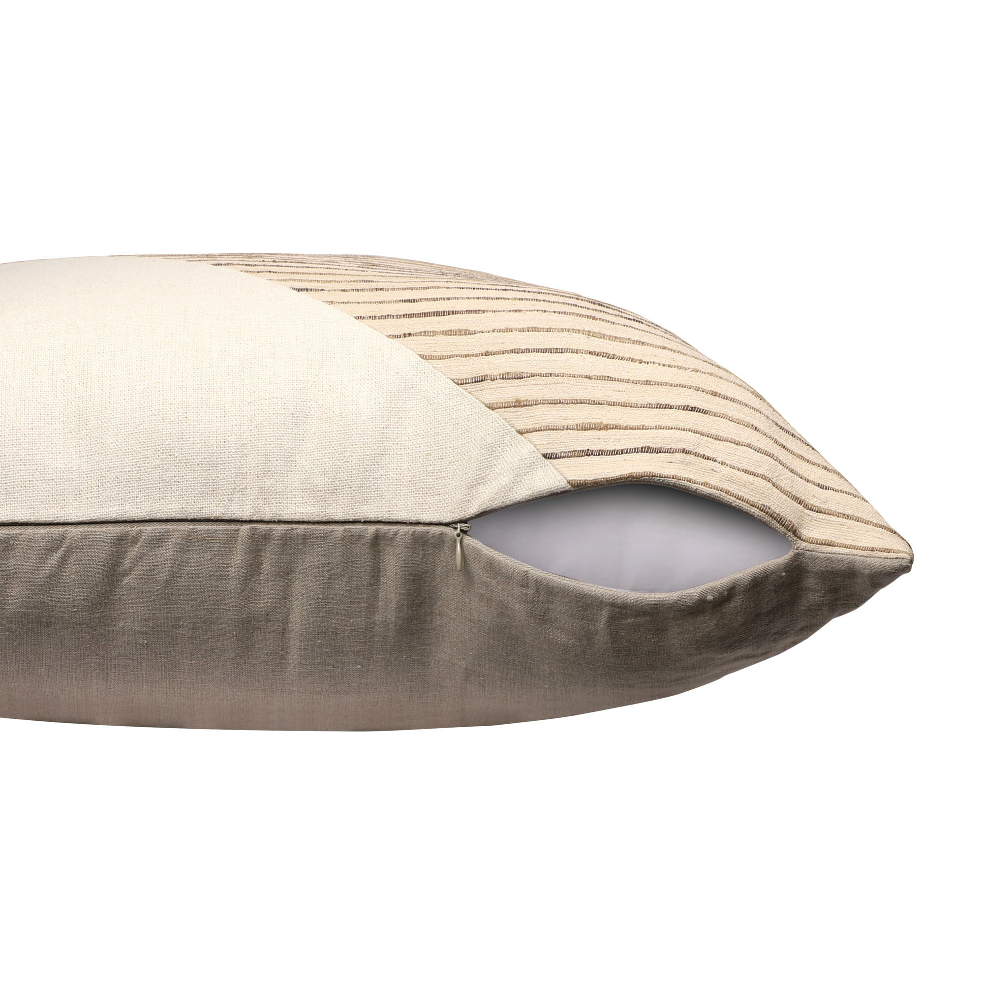 Harlow Hill Tara White/Beige Geometric 24" x 24" Silk Adult Decorative Feather Filled Pillow