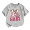 thumbnail image 2 of Girls Shirts Girls Spring Summer Casual Short Sleeve T Shirt Easter Bunny Alphabet Printed Round Neck Comfortable Children's Wear Grey, 6-7 Years, 2 of 7