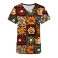thumbnail image 5 of Fiudx Ofertas Flash Del Día Solo En Línea Blusa de Manga Corta con Cuello En V para Mujer, Uniforme de Trabajo, Impresión de Bolsillo, 5 of 5