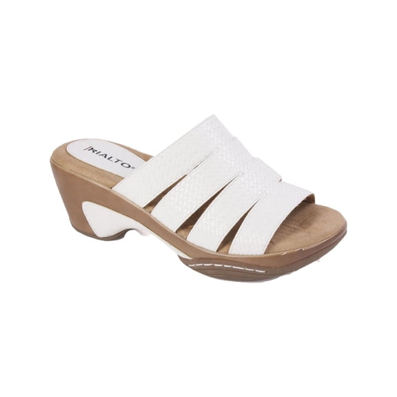 White Mountain Womens Valora Faux Leather Slip On Platform Sandals