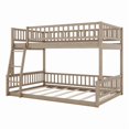 thumbnail image 6 of Full XL-Over-Queen Size Wooden Kids/Teens Bunk Bed with Ladder and Guardrails, Minimalist Designed Detachable Bed Frame, 6 of 10