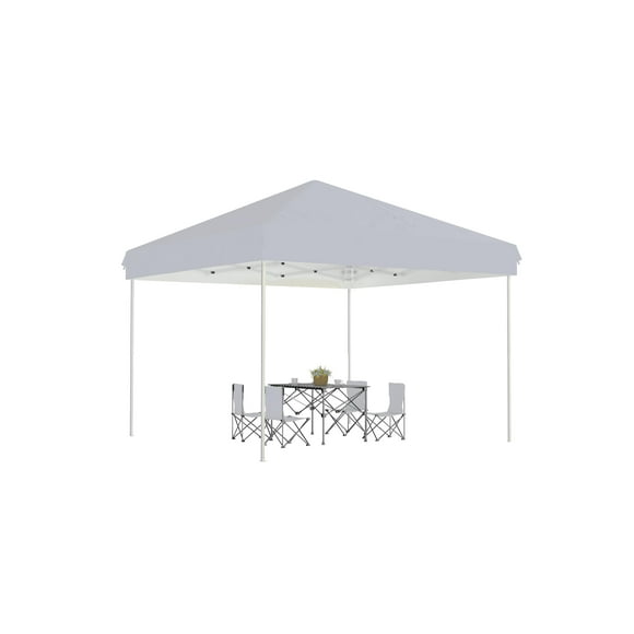 TROPOW 10x10 Pop Up Canopy - Outdoor Canopy Tent with Portable Roller Bag - One Button Push Setup, 3 Adjustable Height, 4 Weight Bags, 8 Stakes & 4 Guy Ropes Included,Gray