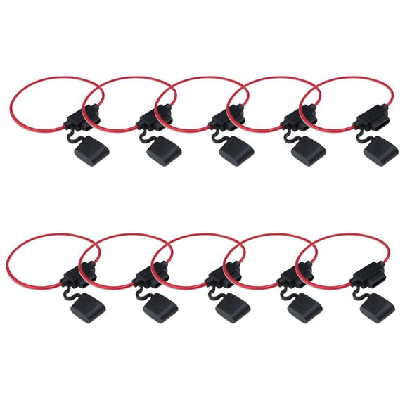10 Pack Inline Fuse Holder 12V,18 AWG Waterproof Fuse Holder with Wire 12 Inches,Car Small Fuses for Vehicle/Boat/RV/Tractor