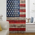 thumbnail image 6 of Vintage American Flag Sheer Curtains 72 Inches Long, Blue Star Red Striped Wooden Light Filering Curtains, Breathable Simi Curtain Privacy Drapes for Living Room Bedroom Lightweight Window Treatment, 6 of 9