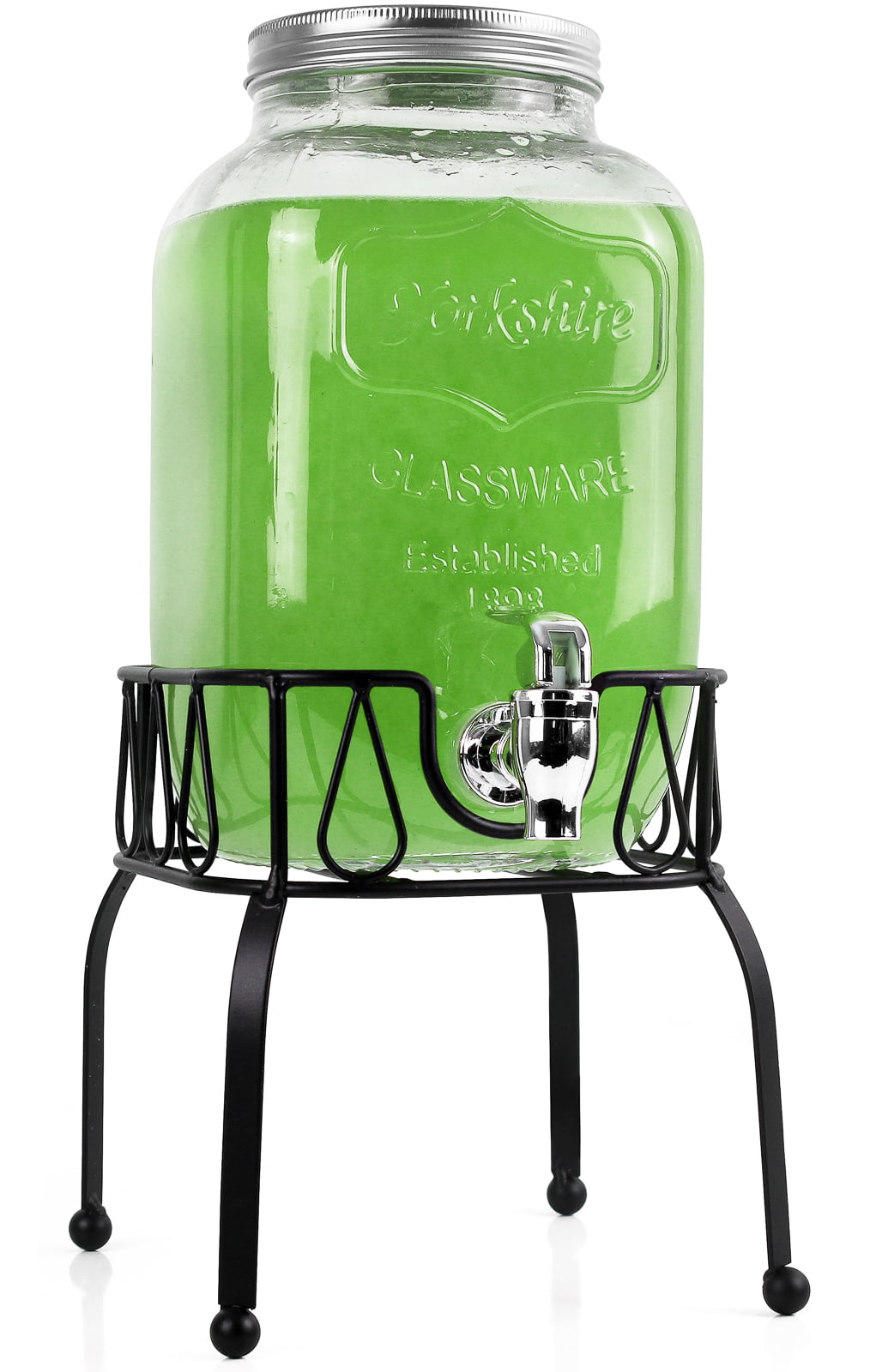 1 Gallon, Mason Jar Beverage Dispenser with Stand, Lid - Leak Free -  DANNY'S HOME GOODS