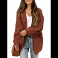 thumbnail image 3 of Chaqueta de Punto Extragrande de Larga con Abertura Frontal y Bolsillos para Mujer, Estilo 2025 Marrón XXL, 3 of 7