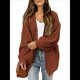 thumbnail image 3 of Chaqueta de Punto Extragrande de Larga con Abertura Frontal y Bolsillos para Mujer, Estilo 2025 Marrón L, 3 of 7