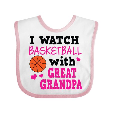 

Inktastic I Watch Basketball with Great Grandpa Gift Baby Girl Bib