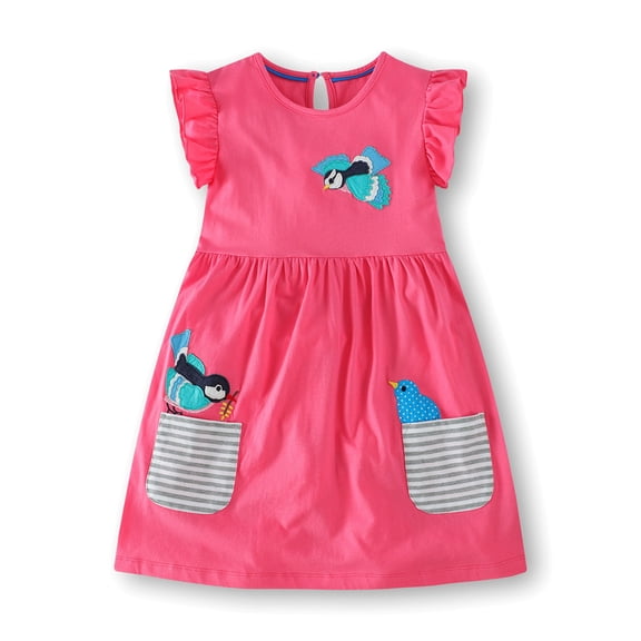AJZIOJIRO 3-8T Kids Toddler Girls Summer Cotton Dress Baby Short Sleeve Casual Dresses Party Tutu Skirt