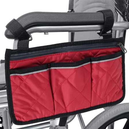 EKIDAZB Wheelchair Side Bag Waterproof Wheelchair Armrest Pouch for Newspaper Magazines Glasses Phones Tablets