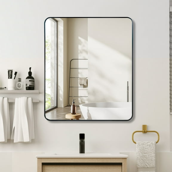 Black 30 "x36" Rectangular Bathroom Wall Mirror