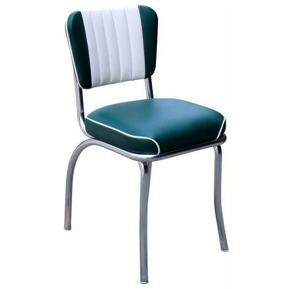Richardson Seating Corp 4290GRNWF 4290 Dual Tone Channel Back Diner Chair -Green- with 2 in. Waterfall Seat  - Chrome