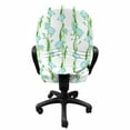 thumbnail image 3 of Floral Office Chair Slipcover, Vertically Placed Flower Strips with Intertwined Leaves, Protective Stretch Decorative Fabric Cover, Standard Size, Fern Green Sky Blue, by Ambesonne, 3 of 5