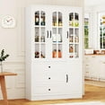 thumbnail image 7 of Blotout 78.7"Tall Kitchen Pantry Cabinet with 3 Glass Doors, Display Storage Cabinet Bookcase with 3 Drawers with Shelves, Freestanding Storage Cabinet Suitable for Home, Office, Living Room, 7 of 7