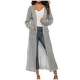 thumbnail image 2 of Brglopf Long Cardigan Sweaters for Women Open Front Cable Knit Cardigans Long Sleeve Fall Casual Side Split Sweater Coat with Pockets(Gray,M), 2 of 6