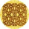 thumbnail image 1 of Ahgly Company Indoor Round Oriental Yellow Modern Area Rugs, 8' Round, 1 of 4