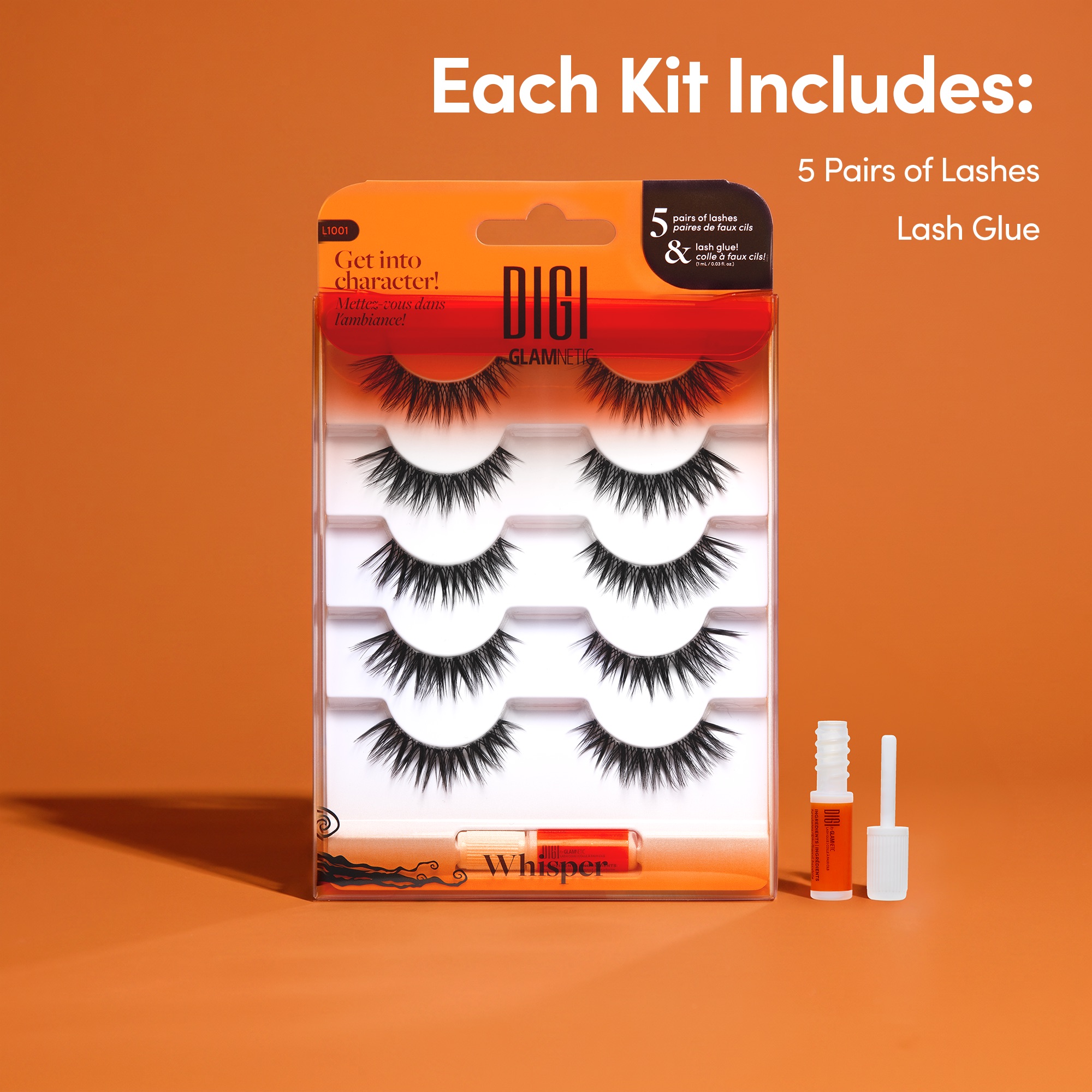 DIGI by Glamnetic Spooky Sweet Wispy Cat Eye Glue on Lashes, 5 pack