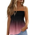 thumbnail image 2 of Women's Elastic Tube Tops - Vintage Strapless Multicolor Off Shoulder Casual Summer Shirts Red 2XL, 2 of 5