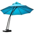 thumbnail image 2 of Gymax 11ft Patio Cantilever Hand Push Offset Hanging Umbrella w/ Wheels Base Turquoise, 2 of 10