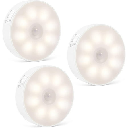 

LED Night Light Set of 3 LED Motion Sensor Lamp USB Rechargeable Automatic Wall Night Lamp with Light Sensor for Kitchen Hallway Stairs Living Room etc. White