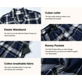 thumbnail image 4 of Tyhengta Men's Pajamas Plaid Sets Sleepwear Pajama Collar Short Sleeve Shirts and Pants Mens Pjs Lounge Set With Pockets Navy/White L, 4 of 6