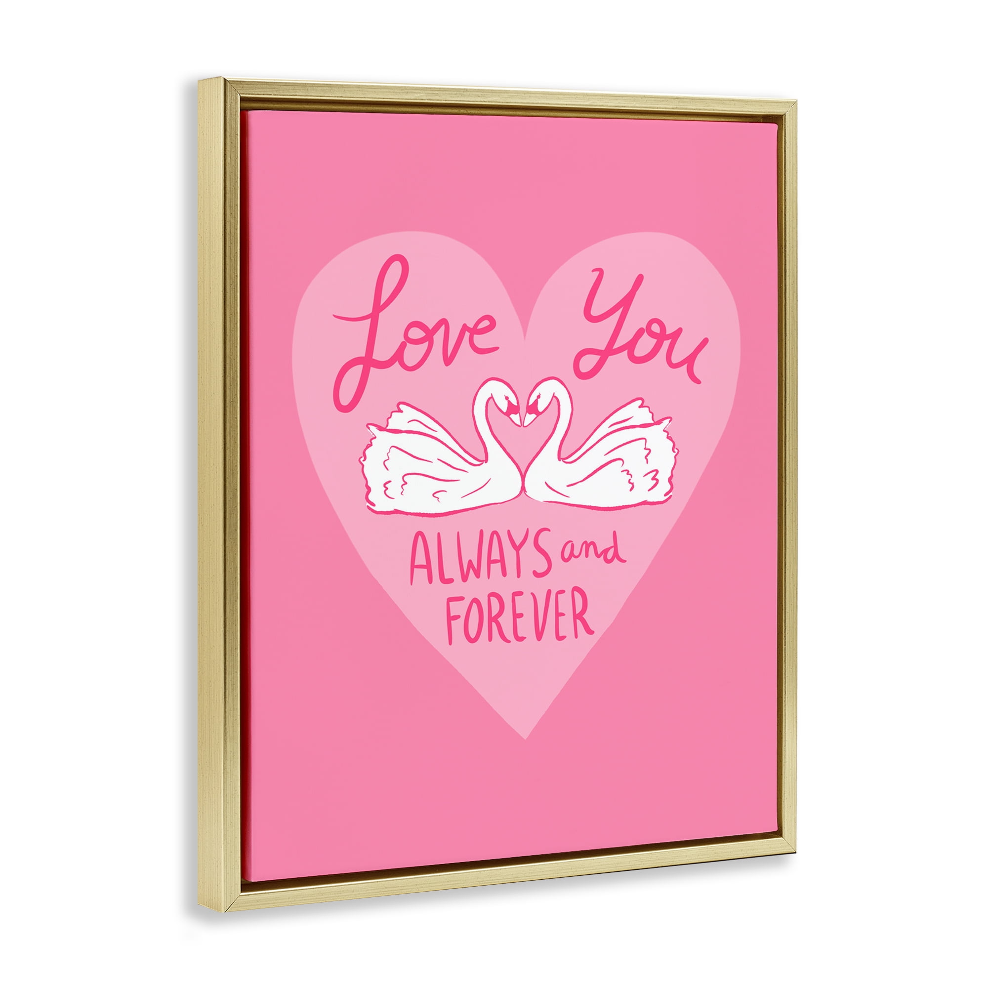 Always & Forever Swans Gold Framed Floater Canvas Wall Art, design by Juliet Meeks