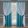 thumbnail image 1 of Exclusive Home Rideaux Catarina Superposés Unis Occultants et Voilages Paire de Panneaux de Rideaux pour Fenêtre avec Oeillets, 52x63, Turquoise, Lot de 2, 1 of 5