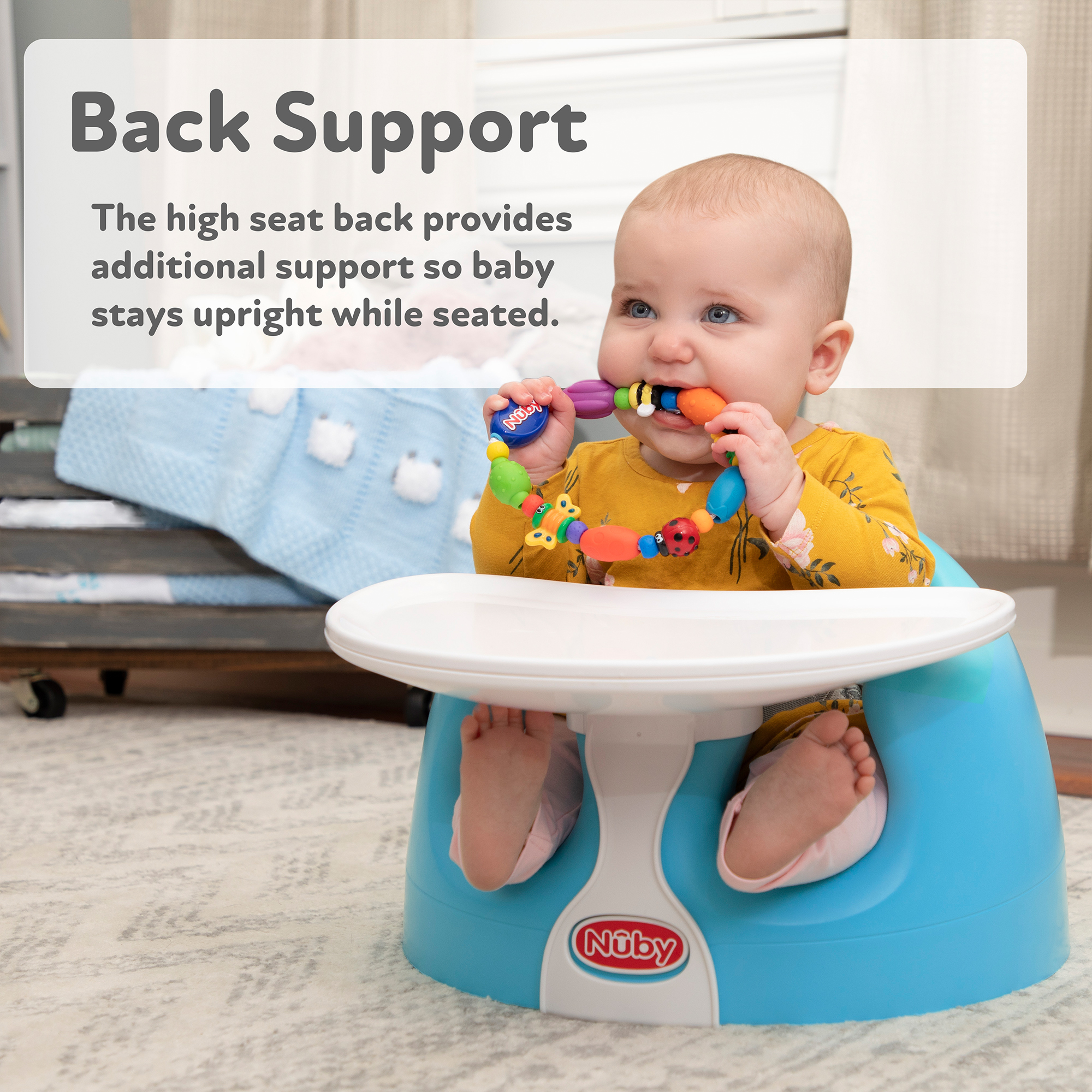 Nuby My Baby Seat, Foam Booster Seat with 3-Point Harness, Blue