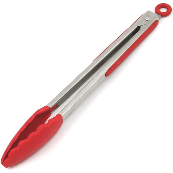 Chef Craft Premium Silicone Cooking Tongs, 12 inch, Red