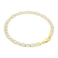 thumbnail image 4 of Nuragold 10k Real Yellow Gold Solid Mariner 5mm Anchor Chain Pave Diamond Cut Bracelet (7"-9") Two Tone Italian Jewelry for Men & Women, 4 of 11