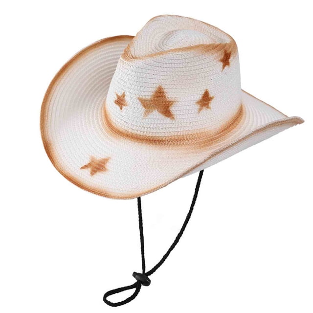 Sombreros de Sol para Mujeres Unisex Vintage Estilo Occidental Sombrero de Sol Protector Solar Respirable Sombrero de Cuerda Ajustable
